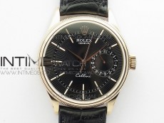 Cellini 50519 Real Date RG BP Best Edition Black Dial Stick Markers on Black Leather Strap SA3165