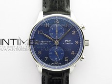 Portuguese IW371606 ZF V3 1:1 Best Edition SS Blue Dial on Black Leather Strap A96355