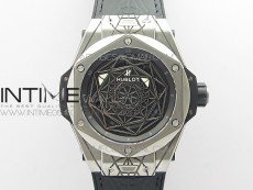 Big Bang Sang Bleu Ti WWF 1:1 Best Edition Black Skeletonal Dial On Black Gummy Strap Asian HB1213 V2