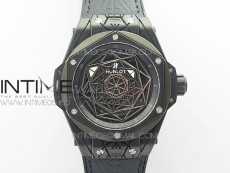 Big Bang Sang Bleu DLC Ti WWF 1:1 Best Edition Black Skeletonal Dial On Black Gummy Strap Asian HB1213 V2