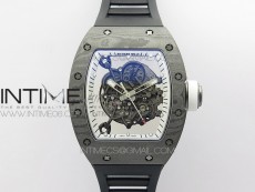 RM055 Real NTPT White Inner ZF 1:1 Best Edition Skeleton Dial on Black Rubber Strap SEIKO Movement