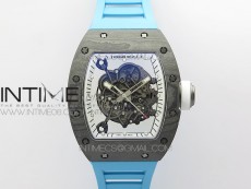 RM055 Real NTPT Blue Inner ZF 1:1 Best Edition Skeleton Dial on Blue Rubber Strap SEIKO Movement