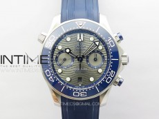 Seamaster 300M Chrono SS OMF 1:1 Best Edition Gray Dial on Blue Rubber Strap A9900