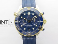 Seamaster 300M Chrono SS/YG OMF 1:1 Best Edition Blue Dial on Blue Rubber Strap A9900