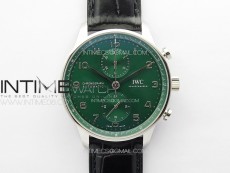 Portuguese Chrono IW371615 ZF 1:1 Best Edition Green Dial on Black Leather Strap A69355