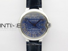 Ballon Bleu 42mm SS K3F 1:1 Best Edition Blue Texture Dial on Blue Leather Strap A2824