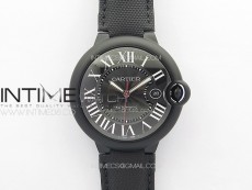 Ballon Bleu 42mm DLC K3F 1:1 Best Edition Black Texture Dial on Black Leather Strap A2824