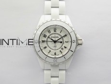 J12 33mm White Korea Ceramic EAST Factory 1:1 Best Edition White Dial Numbers Markers on Bracelet Swiss Quartz