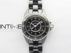 J12 33mm Black Korea Ceramic EAST Factory 1:1 Best Edition Black Dial Diamonds Markers on Bracelet Swiss Quartz