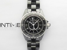 J12 33mm Black Korea Ceramic EAST Factory 1:1 Best Edition Black Dial Numbers Markers on Bracelet Swiss Quartz