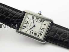 Tank Solo Ladies 28mm SS K11F 1:1 Best Edition White Dial on Black Coroc Leather Strap Ronda Quartz