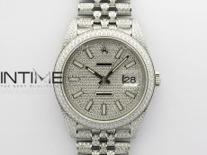 DateJust 41 126334 Full Paved Diamonds BP Best Edition Diamonds Dial Stick Markers on Jubilee Bracelet A2824