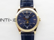 Annual Calendar Moonphase 5396 RG PPF 1:1 Best Edition Blue Dial on Black Leather Strap PPF324