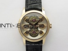 GP Bridges 41mm Tourbillon RG YSF Best Edition White Dial on Black Leather Strap