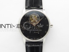 Villeret Tourbillon SS Real PR YSF Best Edition Black Dial on Black Leather Strap