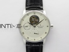 Villeret Tourbillon SS Real PR YSF Best Edition White Dial on Black Leather Strap