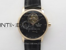 Villeret Tourbillon RG Real PR YSF Best Edition Black Dial on Black Leather Strap