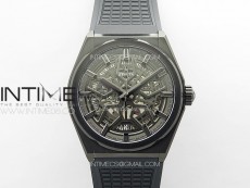 Defy Classic PVD LF 1:1 Best Edition Skeleton Black Dial on Black Rubber Strap A2892 V2