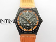 Defy Classic PVD LF 1:1 Best Edition Skeleton Orange Dial on Orange Rubber Strap A2892 V2