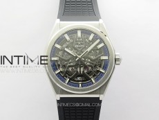 Defy Classic LF 1:1 Best Edition Skeleton Blue Dial on Black Rubber Strap A2892 V2