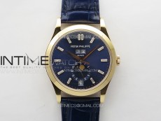 Annual Calendar Moonphase 5396 RG ZF 1:1 Best Edition Blue Dial T Crystal Markers on Blue Leather Strap A324