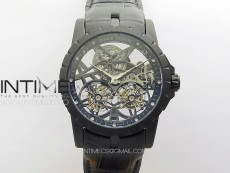 Excalibur Rddbex0820 DLC YSF Best Edition Skeleton Dial on Black Leather Strap Asian RD100 Double Tourbillon