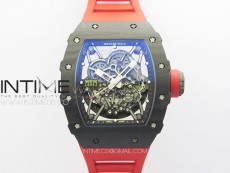 RM035-02 Real Forge Carbon ZF 1:1 Best Edition Skeleton Dial on Red Rubber Strap NH05A V3