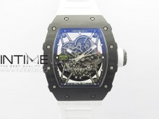 RM035-02 Real Forge Carbon ZF 1:1 Best Edition Skeleton Dial on White Rubber Strap NH05A V3