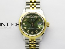 Datejust 28mm 279173 Smooth Bezel SS/YG APSF Best Edition Green Dial Crystals Markers on Jubilee Bracelet NH05