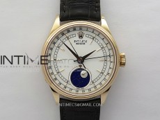 Cellini 50535 Moonphase RG GMF Best Edition White Dial on Brown Leather Strap A3195 V2