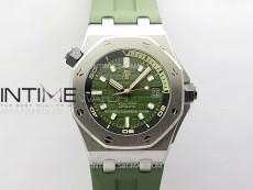 Royal Oak Offshore Diver 15720 APSF 1:1 Best Edition Green Dial on Green Rubber Strap SA4308