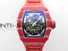 RM035-02 Real Red NTPT Carbon ZF 1:1 Best Edition Skeleton Dial on Red Rubber Strap V4