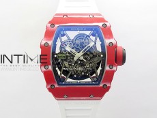 RM035-02 Real Red NTPT Carbon ZF 1:1 Best Edition Skeleton Dial on White Rubber Strap V4