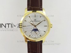 GP moonphase YG Sliver Dial on Brown Leather Strap On Cal.GP033MO