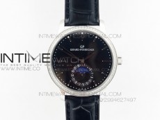 GP moonphase SS Black Dial Diamond Bezel on Black Leather Strap On Cal.GP033MO