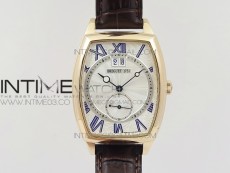 Heritage @12 big date RG HGF White Dial Blue Roman Markers on Brown Leather Strap A23J